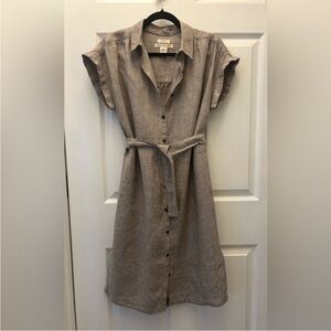 C&C California 100% Linen Button Midi Dress, S